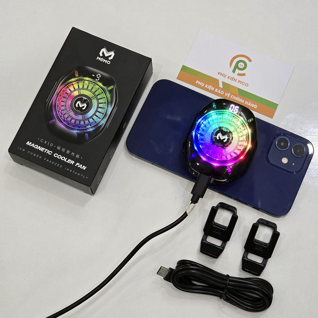 Quạt tản nhiệt điện thoại Memo CX10 Pro AI RGB sò lạnh AI từ tính Led RGB Gaming thế hệ mới đóng băng full mặt - 3