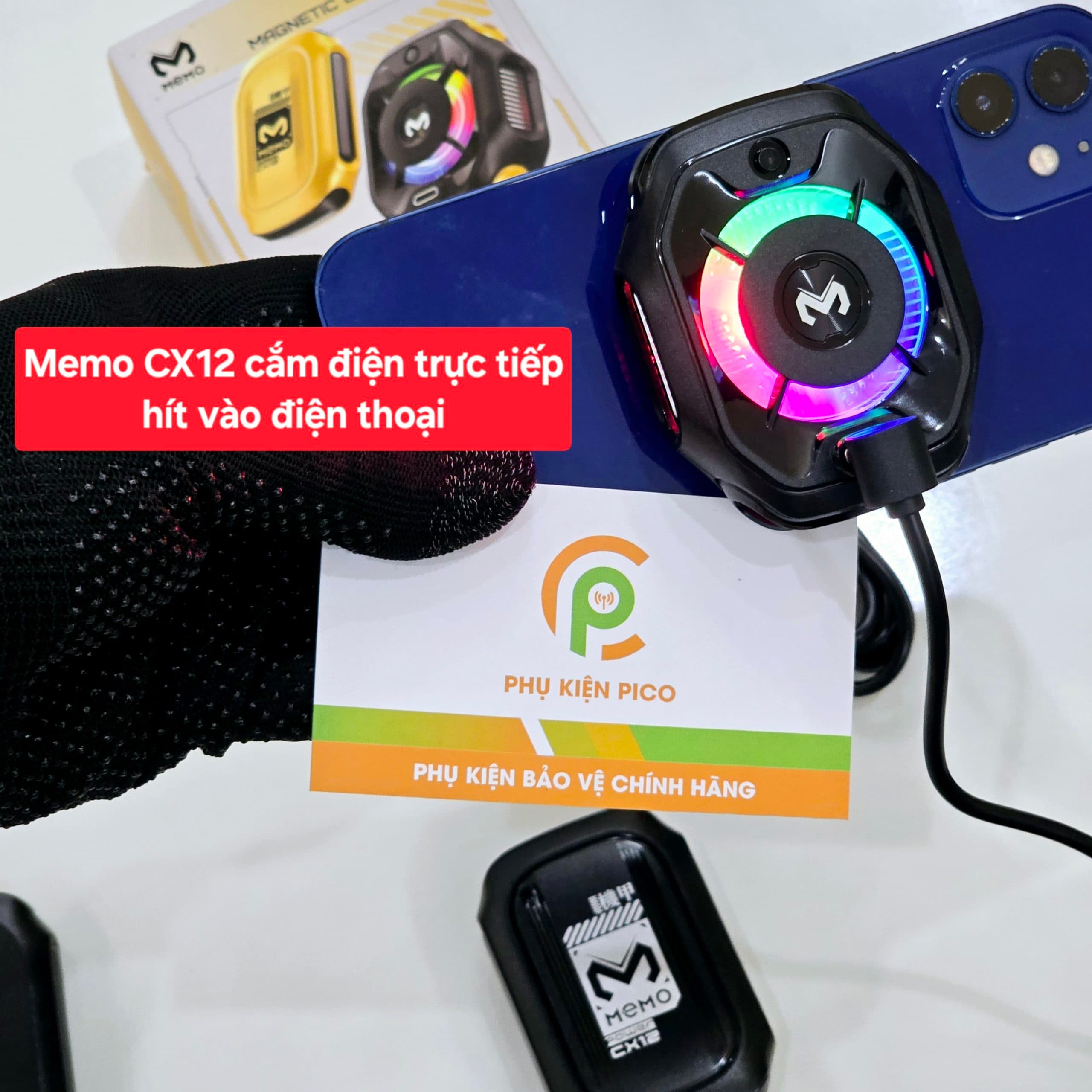 Quạt tản nhiệt điện thoại Memo CX12 sò lạnh không dây từ tính AI Led RGB Gaming thế hệ mới đóng băng full mặt - 6