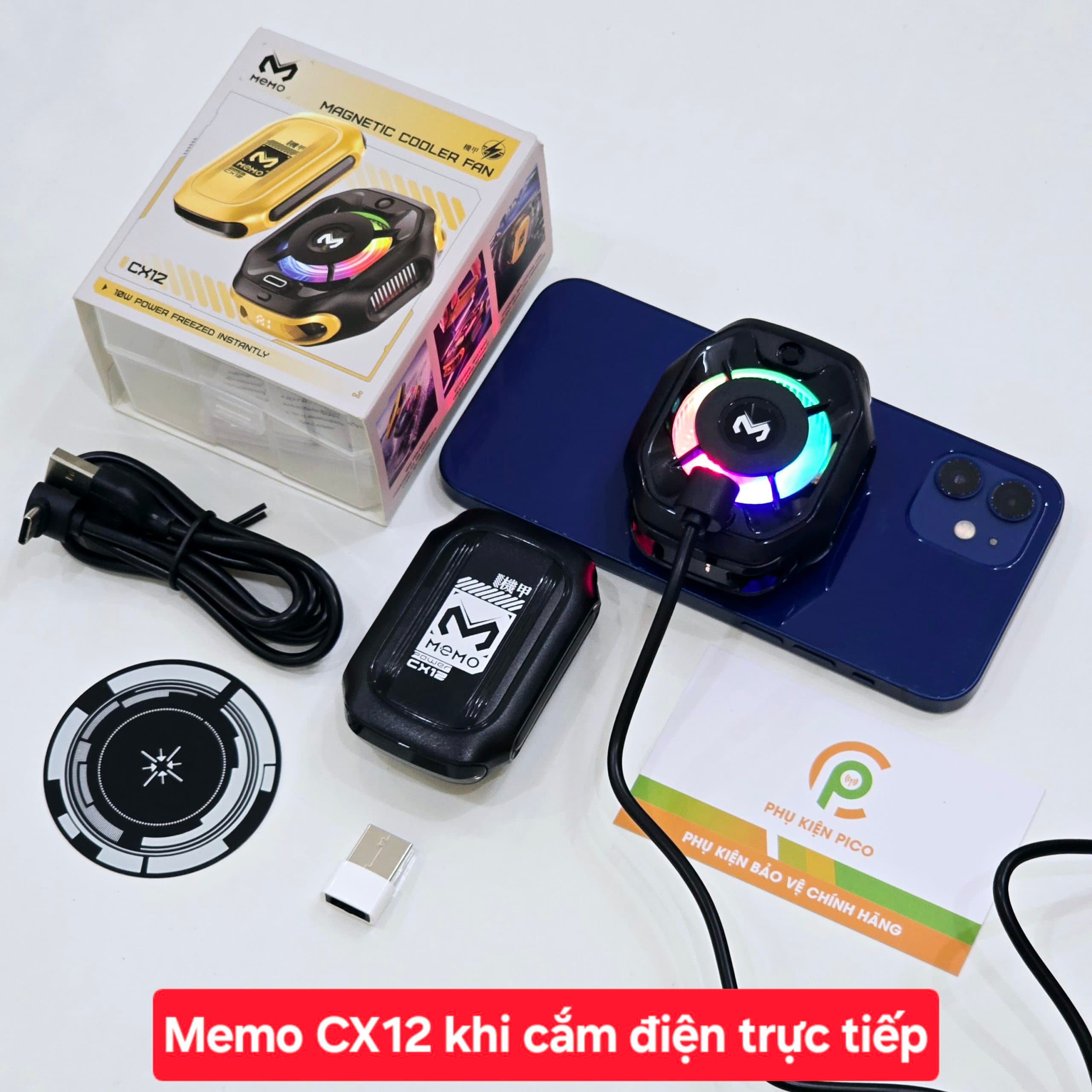Quạt tản nhiệt điện thoại Memo CX12 sò lạnh không dây từ tính AI Led RGB Gaming thế hệ mới đóng băng full mặt - 3