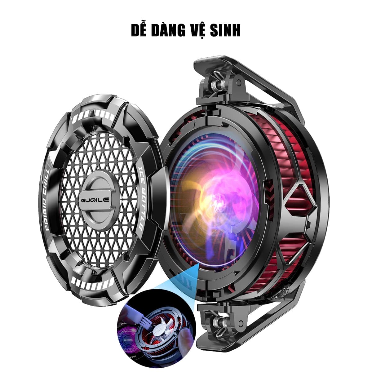 Quạt tản nhiệt sò lạnh điện thoại máy tính bảng FS02 Pro sò lạnh 36x36mm đóng băng full mặt 23W led RGB - 4