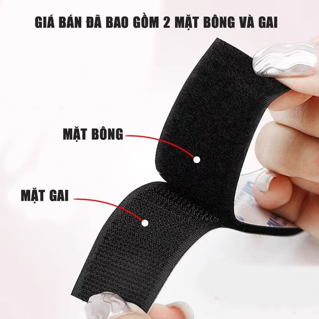 Băng gai dính 2 mặt có keo sẵn siêu dính bản 10cm, nhám dính, khoá nhám Velcro miếng dán vải 2 mặt dán giày, túi xách, quần áo - 4
