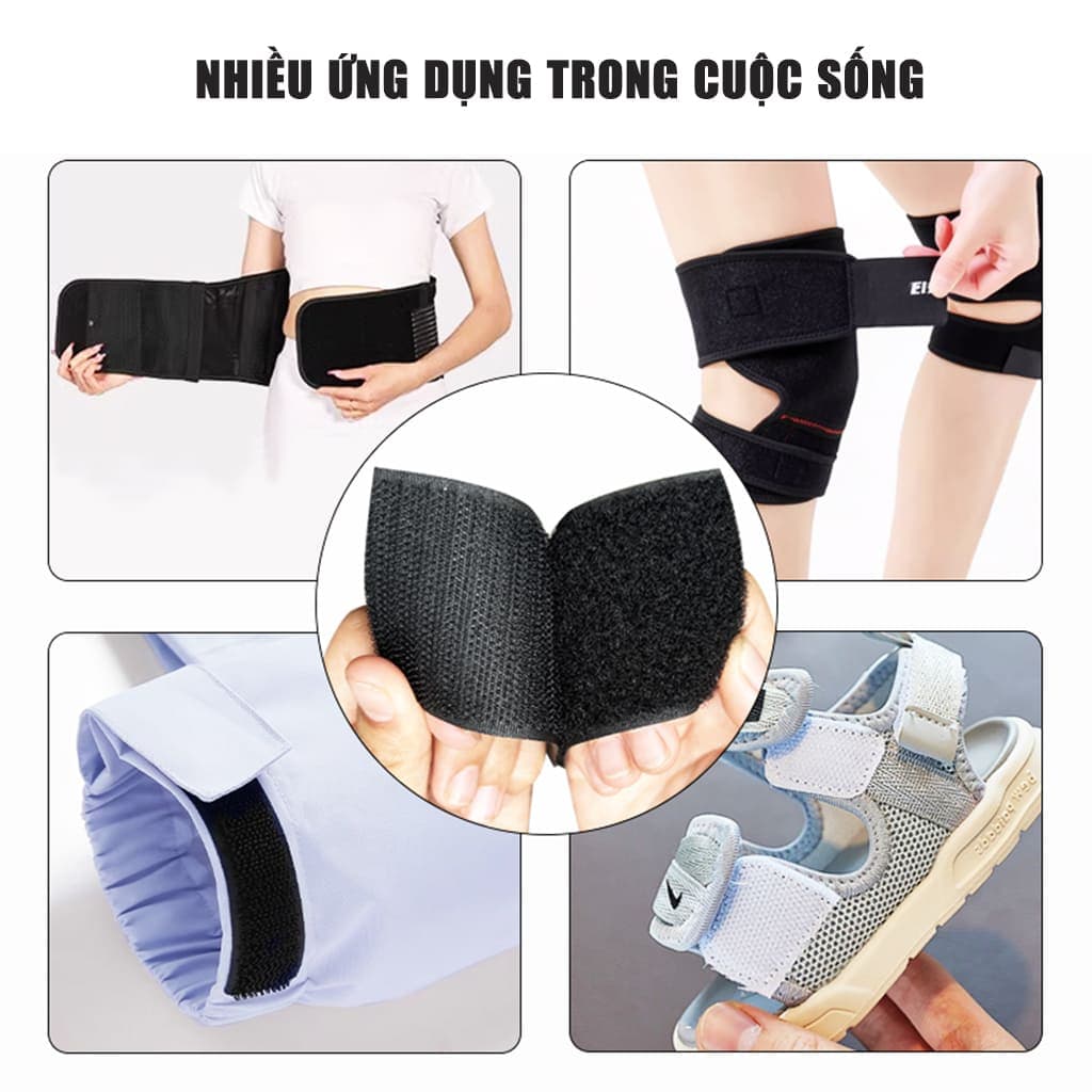 Băng gai dính 2 mặt không keo bản 10cm, nhám dính, khoá nhám Velcro miếng dán vải 2 mặt dán giày, túi xách, quần áo - 4