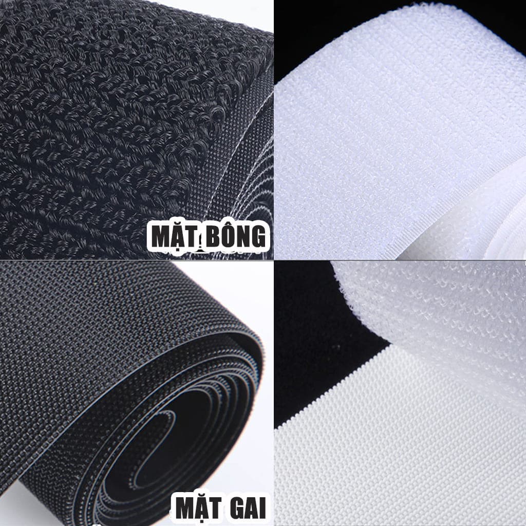 Băng gai dính 2 mặt không keo bản 10cm, nhám dính, khoá nhám Velcro miếng dán vải 2 mặt dán giày, túi xách, quần áo - 6