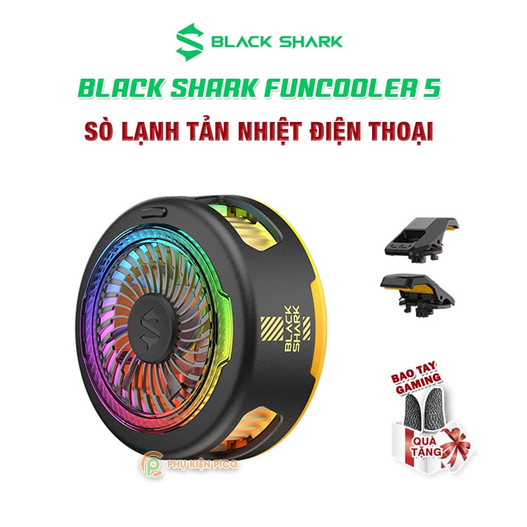 Quạt tản nhiệt điện thoại sò lạnh cao cấp Black Shark Funcooler 5 Led RGB hỗ trợ chơi game Livestream