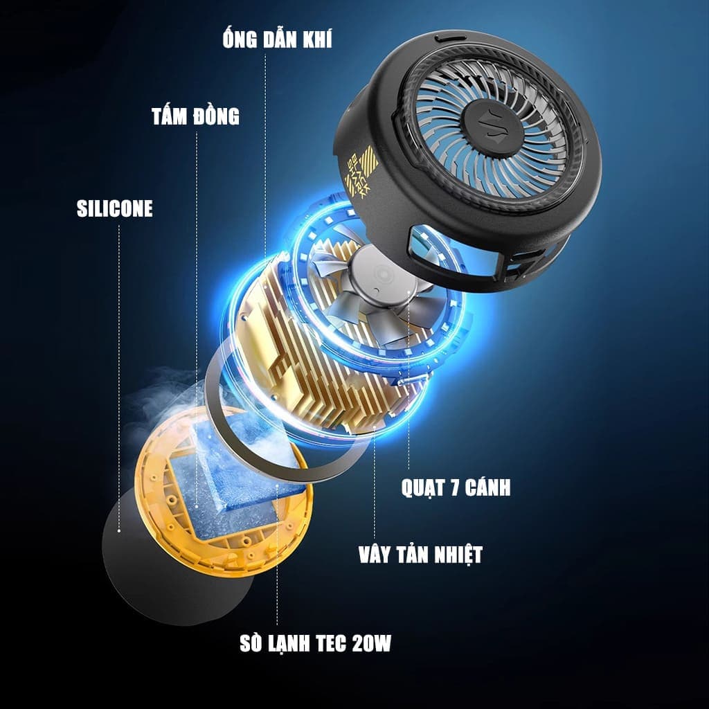 Quạt tản nhiệt điện thoại sò lạnh cao cấp Black Shark Funcooler 5 Led RGB hỗ trợ chơi game Livestream - 8