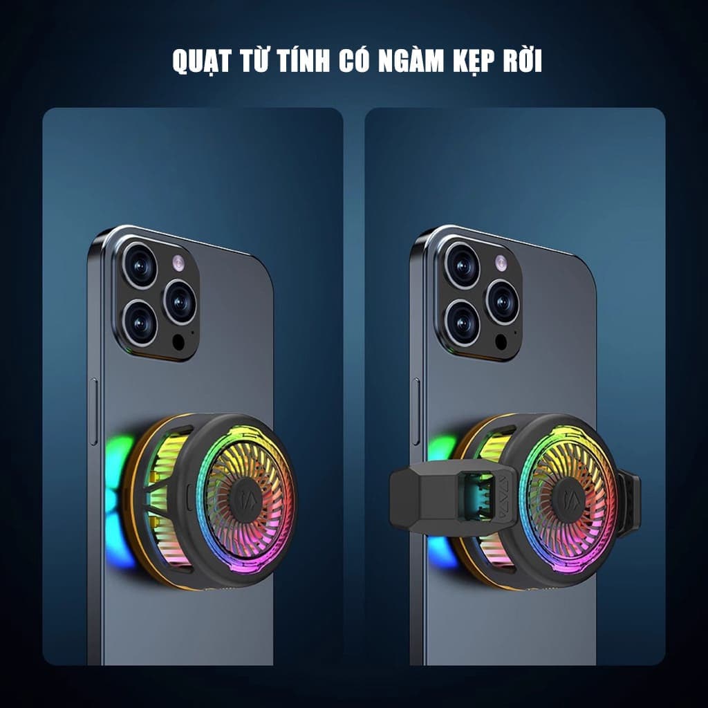 Quạt tản nhiệt điện thoại sò lạnh cao cấp Black Shark Funcooler 5 Led RGB hỗ trợ chơi game Livestream - 7