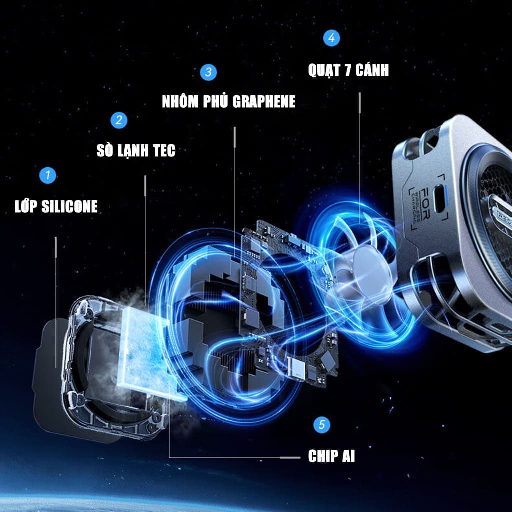 Quạt tản nhiệt điện thoại sò lạnh cao cấp Redmagic Cooler 6 Pro sò lạnh từ tính AI chuyên dụng chơi game livestream - 10