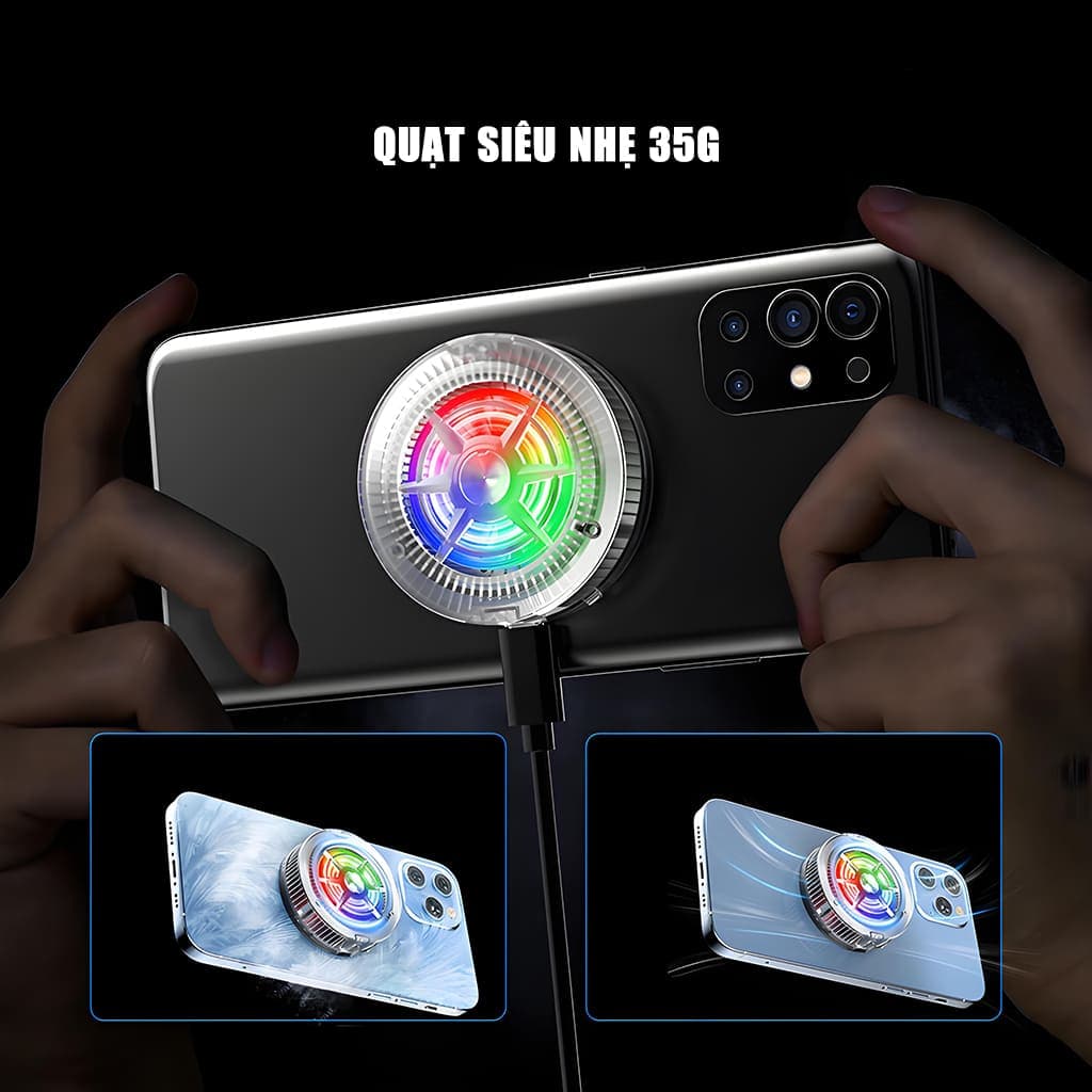 Quạt tản nhiệt điện thoại S2 sò lạnh từ tính Led RGB Gaming thế hệ mới siêu nhẹ đóng băng full mặt - 11