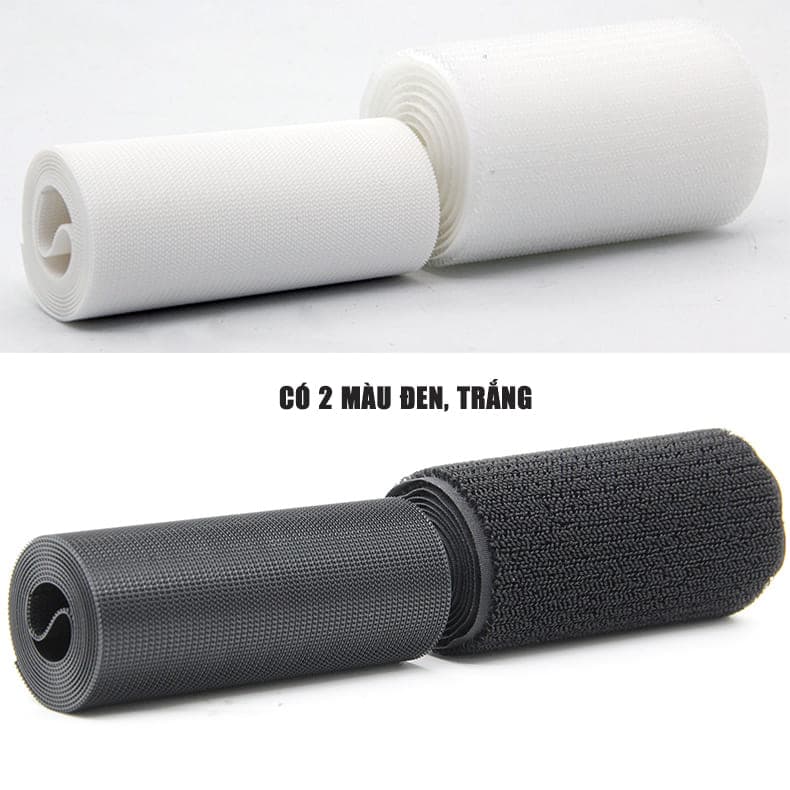 Băng gai dính 2 mặt không keo bản 10cm, nhám dính, khoá nhám Velcro miếng dán vải 2 mặt dán giày, túi xách, quần áo - 2