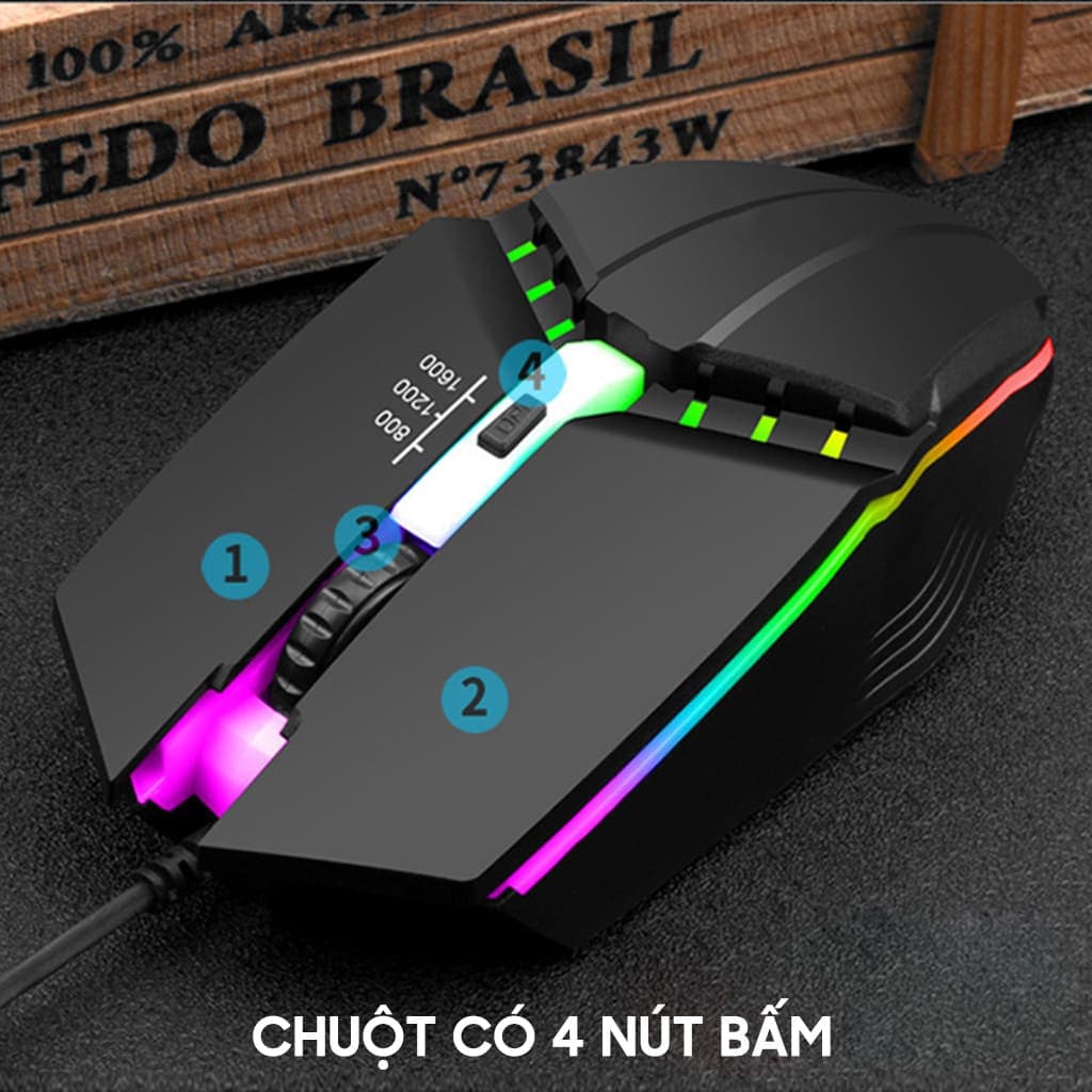 Chuột có dây Gaming X3 1600 DPI USB Led RGB đổi màu chuột máy tính văn phòng chơi game giá rẻ - 6