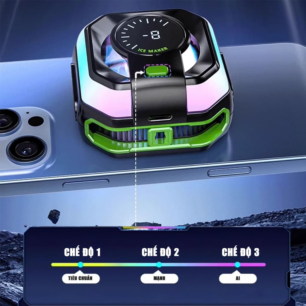 Quạt tản nhiệt điện thoại J86 Pro JS86 HK5 Pro AI Led RGB Rainbow Gaming sò lạnh từ tính thế hệ mới đóng băng full mặt - 7