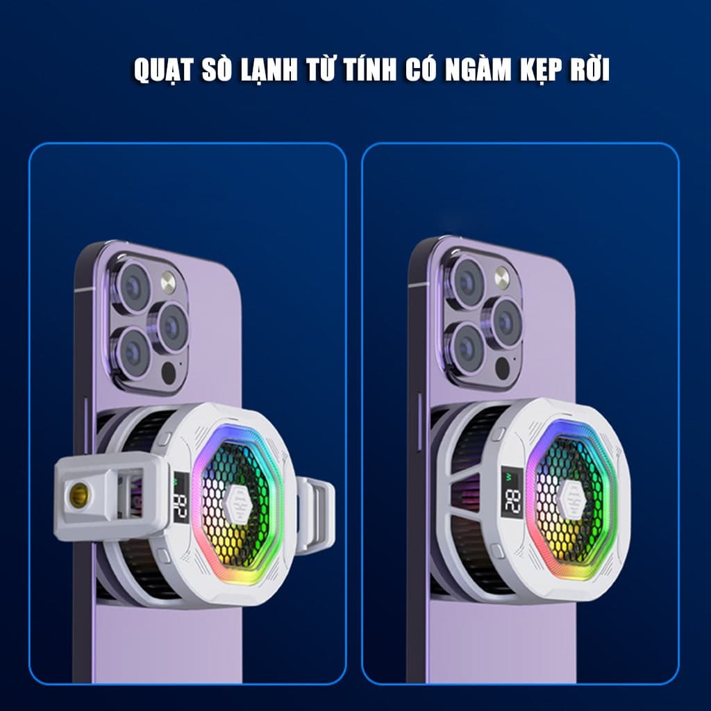 Quạt tản nhiệt điện thoại sò lạnh cao cấp Kiri TH12 kiểm soát nhiệt thông minh AI Led RGB làm lạnh không tụt FPS khi chơi game PUBG - 12