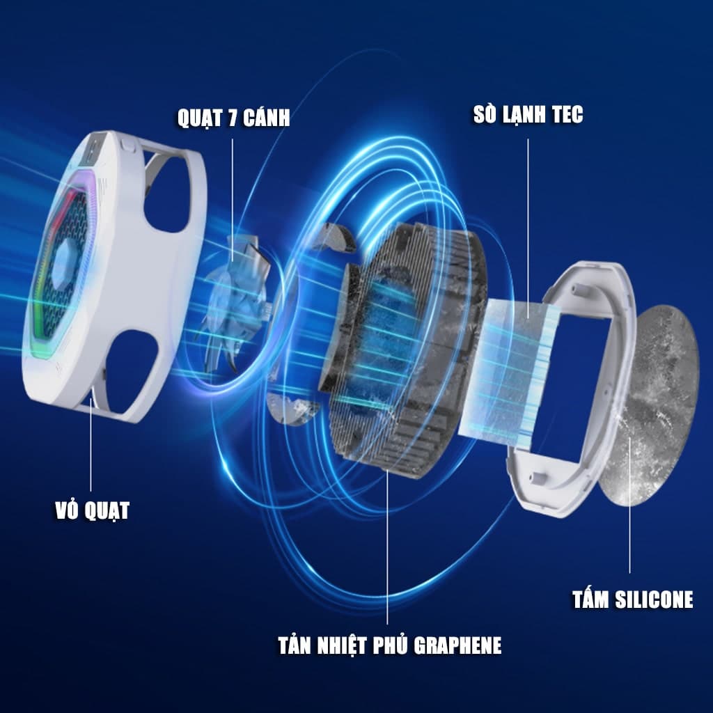 Quạt tản nhiệt điện thoại sò lạnh cao cấp Kiri TH12 kiểm soát nhiệt thông minh AI Led RGB làm lạnh không tụt FPS khi chơi game PUBG - 4