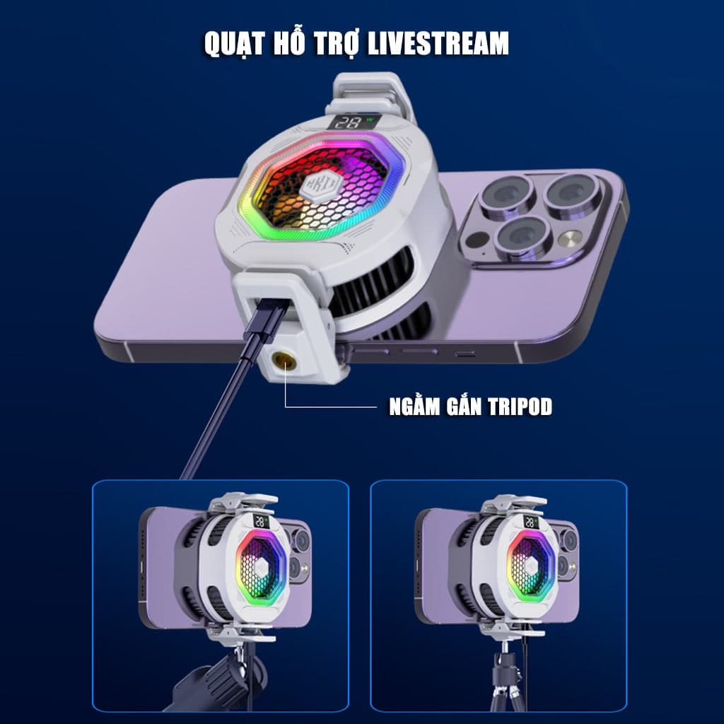 Quạt tản nhiệt điện thoại sò lạnh cao cấp Kiri TH12 kiểm soát nhiệt thông minh AI Led RGB làm lạnh không tụt FPS khi chơi game PUBG - 8