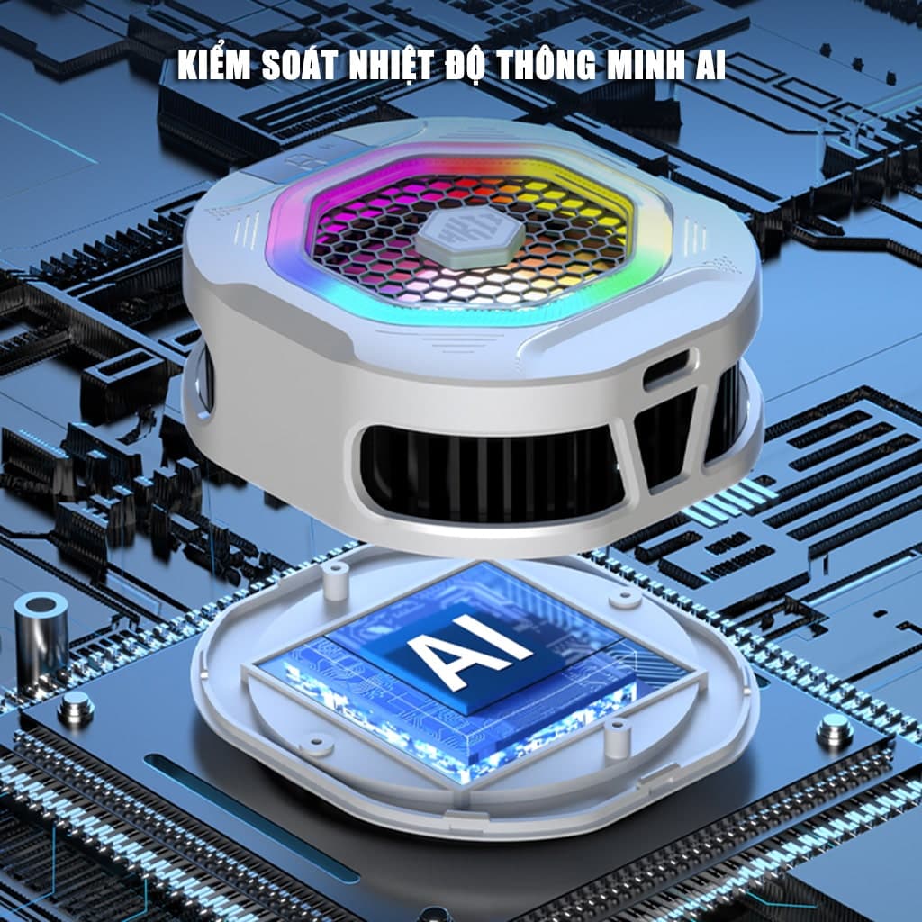 Quạt tản nhiệt điện thoại sò lạnh cao cấp Kiri TH12 kiểm soát nhiệt thông minh AI Led RGB làm lạnh không tụt FPS khi chơi game PUBG - 9