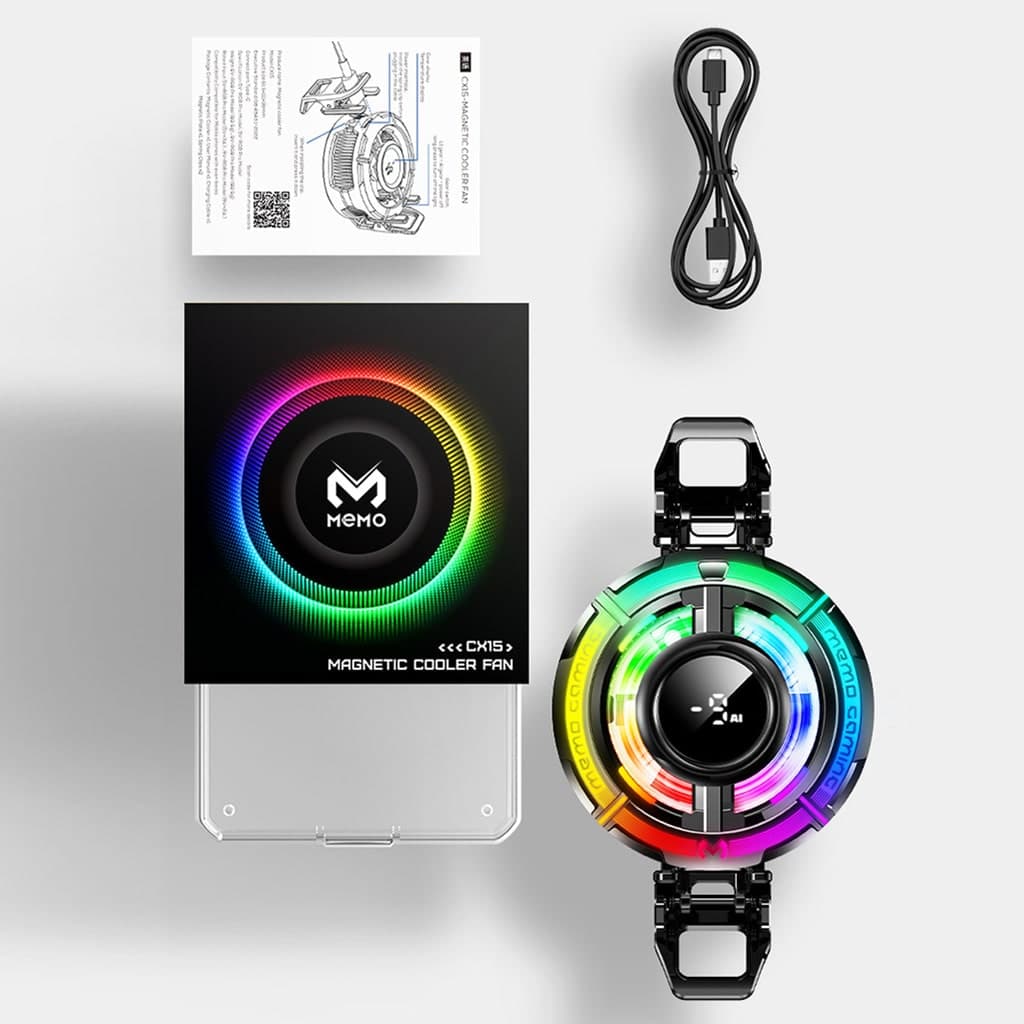 Quạt tản nhiệt điện thoại sò lạnh từ tính Memo CX15 Pro AI RGB Gaming thế hệ mới đóng băng bề mặt - 2