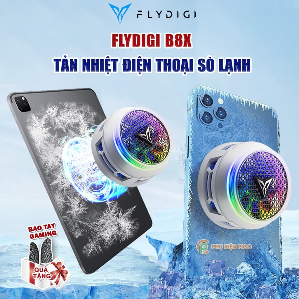 Quạt tản nhiệt điện thoại sò lạnh cao cấp Flydigi B8X 27W Led RGB có App điều điều chỉnh nhiệt độ