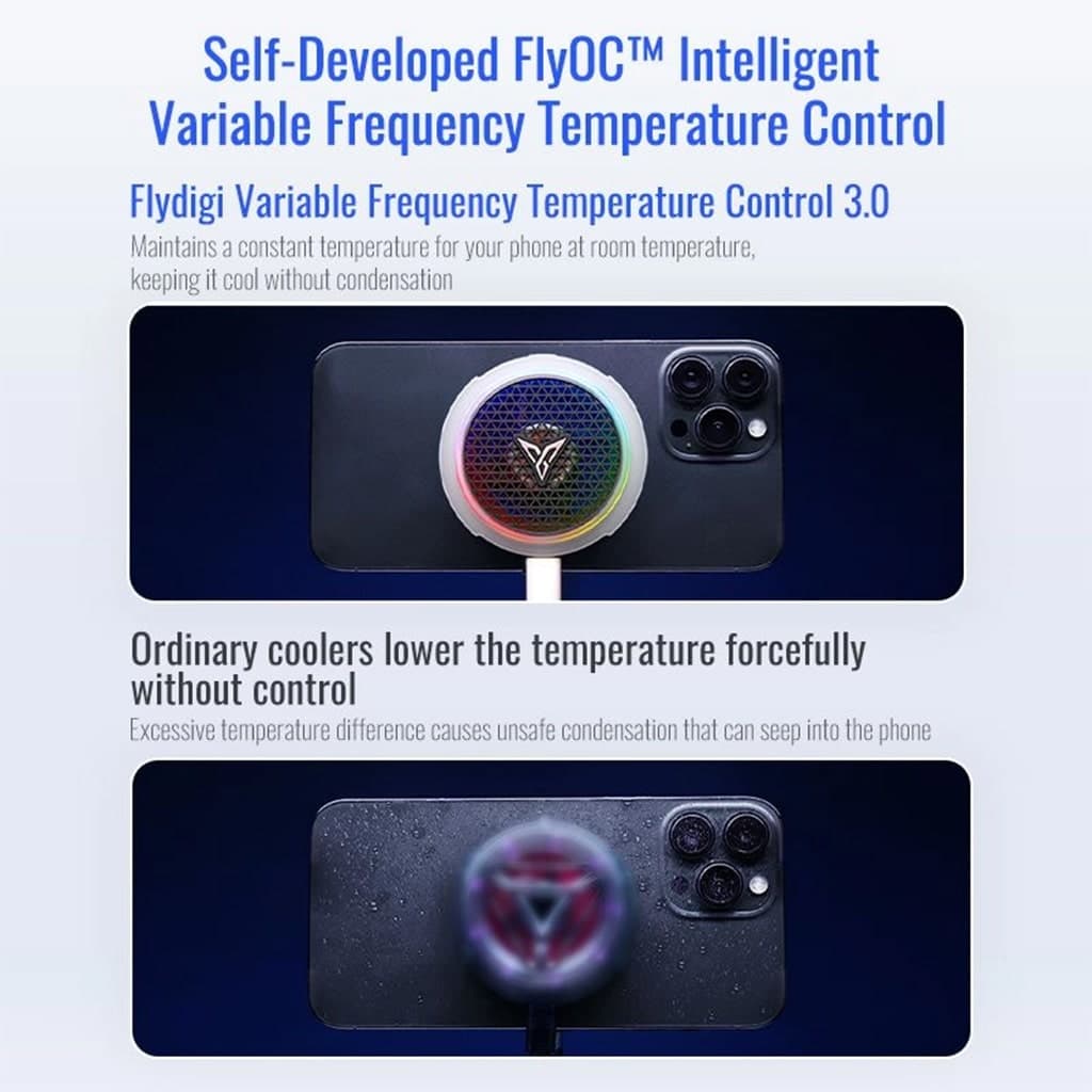 Quạt tản nhiệt điện thoại sò lạnh cao cấp Flydigi B8X 27W Led RGB có App điều điều chỉnh nhiệt độ - 5