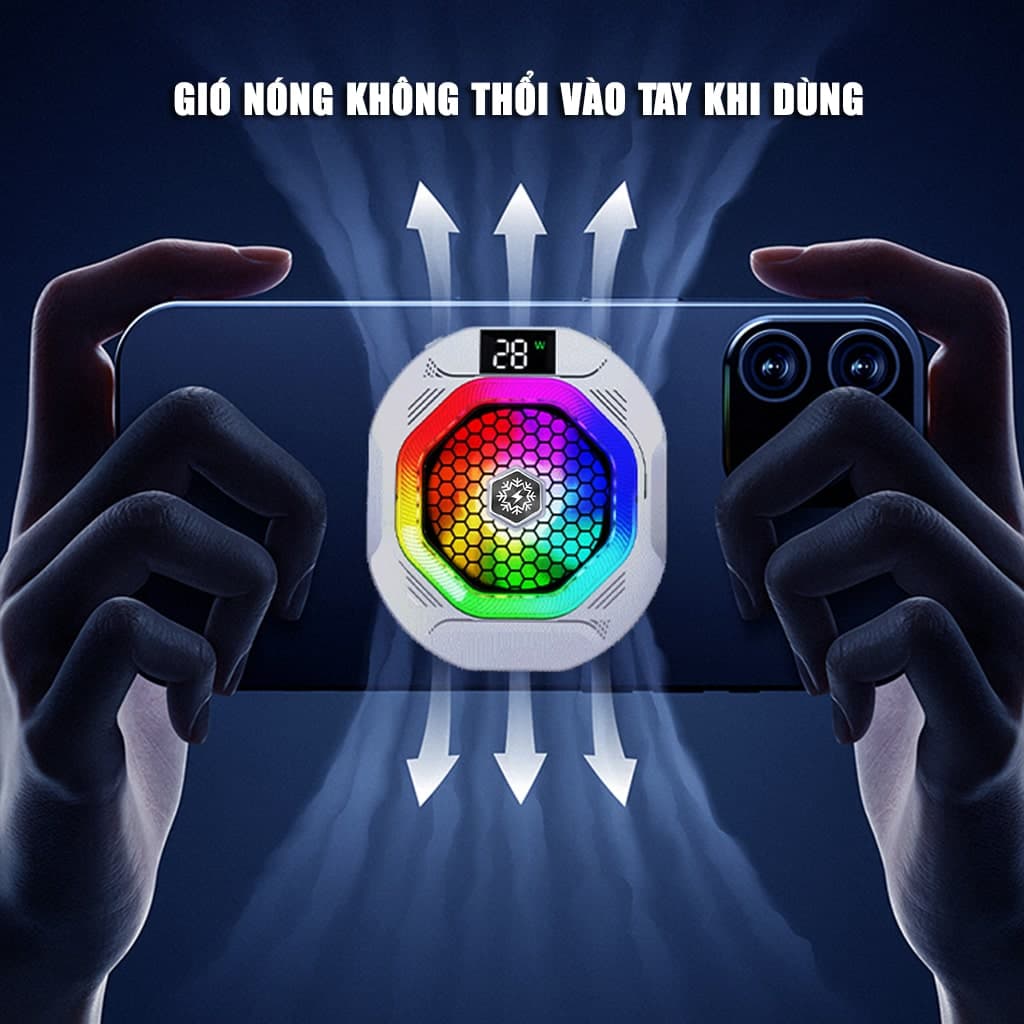 Quạt tản nhiệt điện thoại sò lạnh cao cấp TH12 Pro V2 kiểm soát nhiệt thông minh AI Led RGB làm lạnh không tụt FPS khi chơi game PUBG - 9