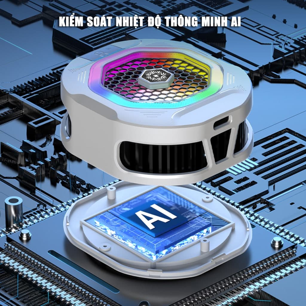 Quạt tản nhiệt điện thoại sò lạnh cao cấp TH12 Pro V2 kiểm soát nhiệt thông minh AI Led RGB làm lạnh không tụt FPS khi chơi game PUBG - 12