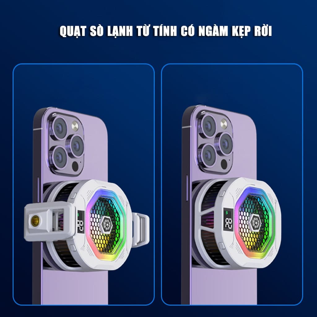 Quạt tản nhiệt điện thoại sò lạnh cao cấp TH12 Pro V2 kiểm soát nhiệt thông minh AI Led RGB làm lạnh không tụt FPS khi chơi game PUBG - 4