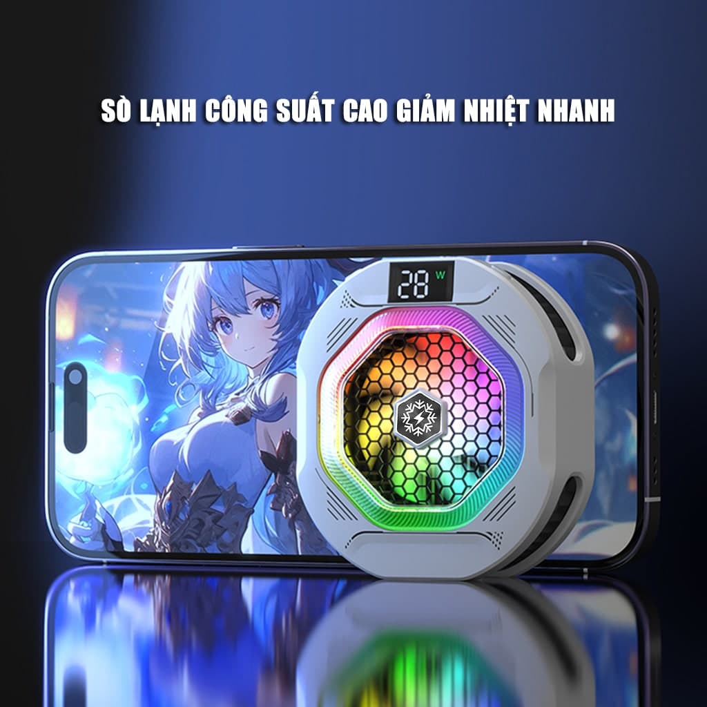 Quạt tản nhiệt điện thoại sò lạnh cao cấp TH12 Pro V2 kiểm soát nhiệt thông minh AI Led RGB làm lạnh không tụt FPS khi chơi game PUBG - 6