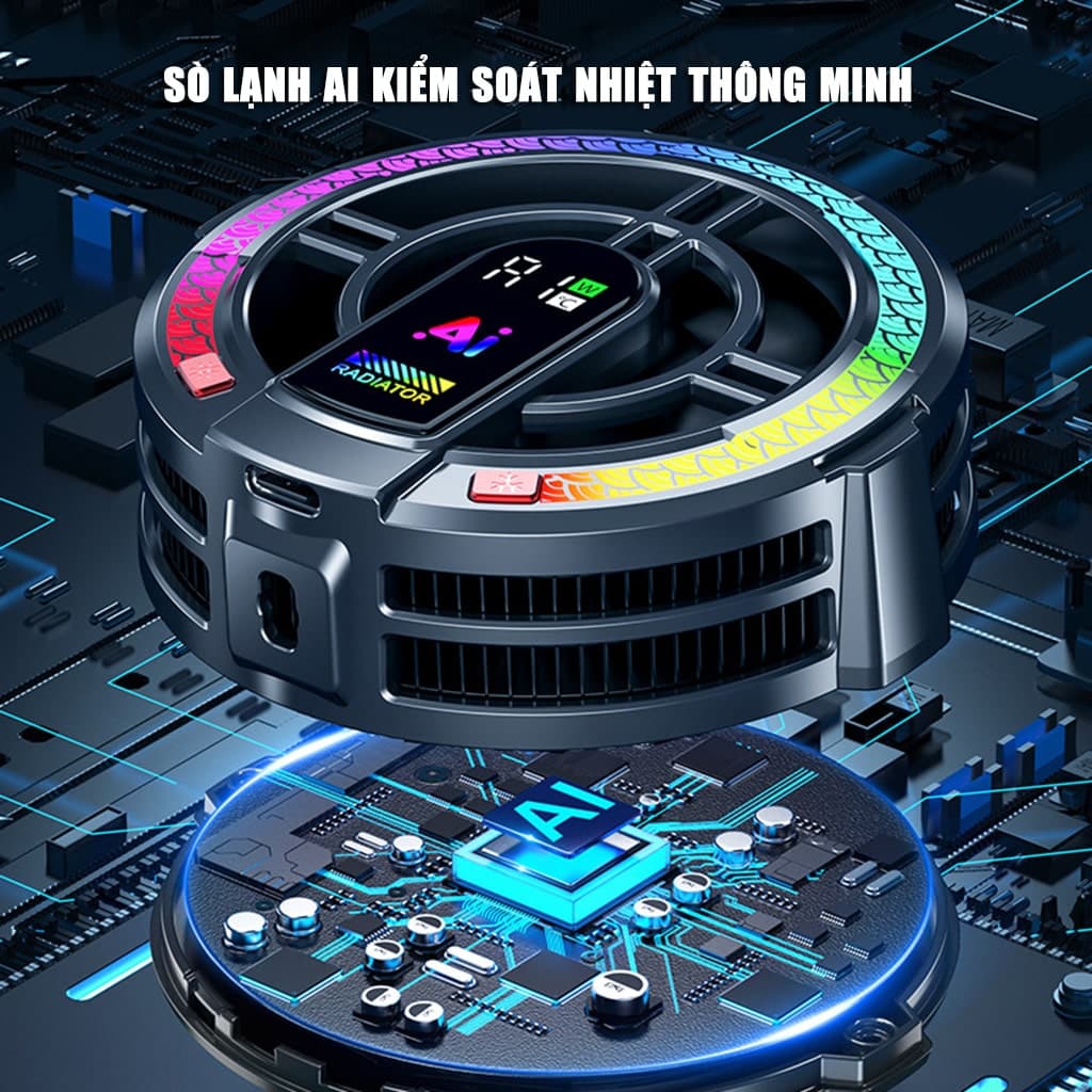 Quạt tản nhiệt ipad máy tính bảng sò lạnh TH06 Pro kiểm soát nhiệt độ thông minh AI công suất 24W - 7
