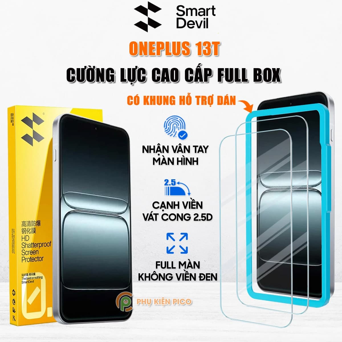 Kính cường lực Oneplus 13T trong suốt full màn hình chính hãng Smart Devil