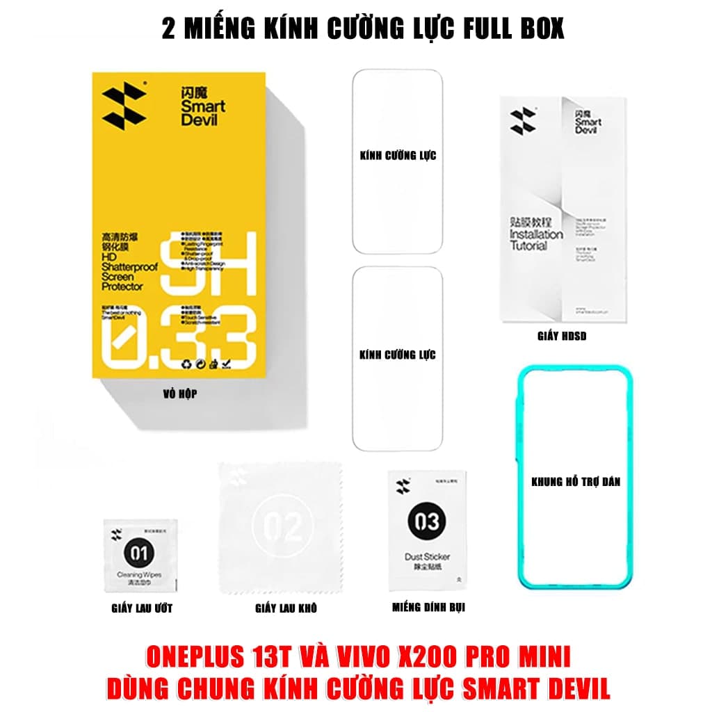 Kính cường lực Oneplus 13T trong suốt full màn hình chính hãng Smart Devil - 2