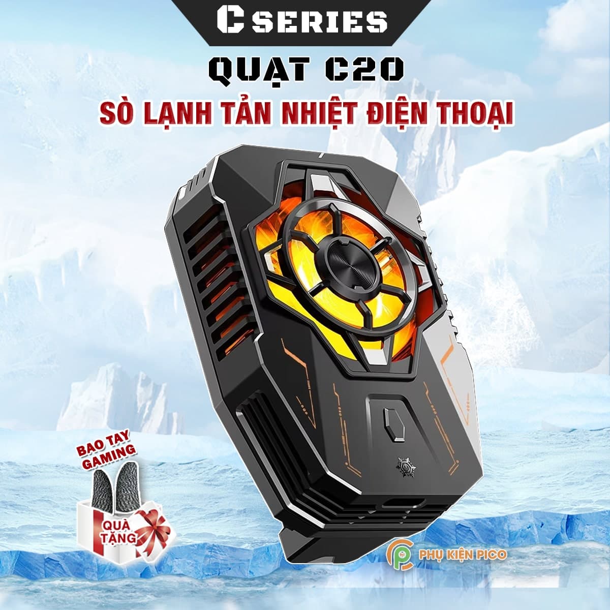 Quạt tản nhiệt điện thoại sò lạnh C20 Led RGB Gaming 3 chế độ làm lạnh giảm nhiệt nhanh