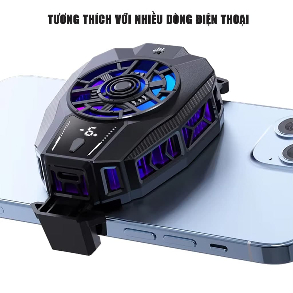 Quạt tản nhiệt điện thoại sò lạnh C50 Led RGB Gaming sò lạnh cỡ lớn 30x30mm giảm nhiệt nhanh - 10