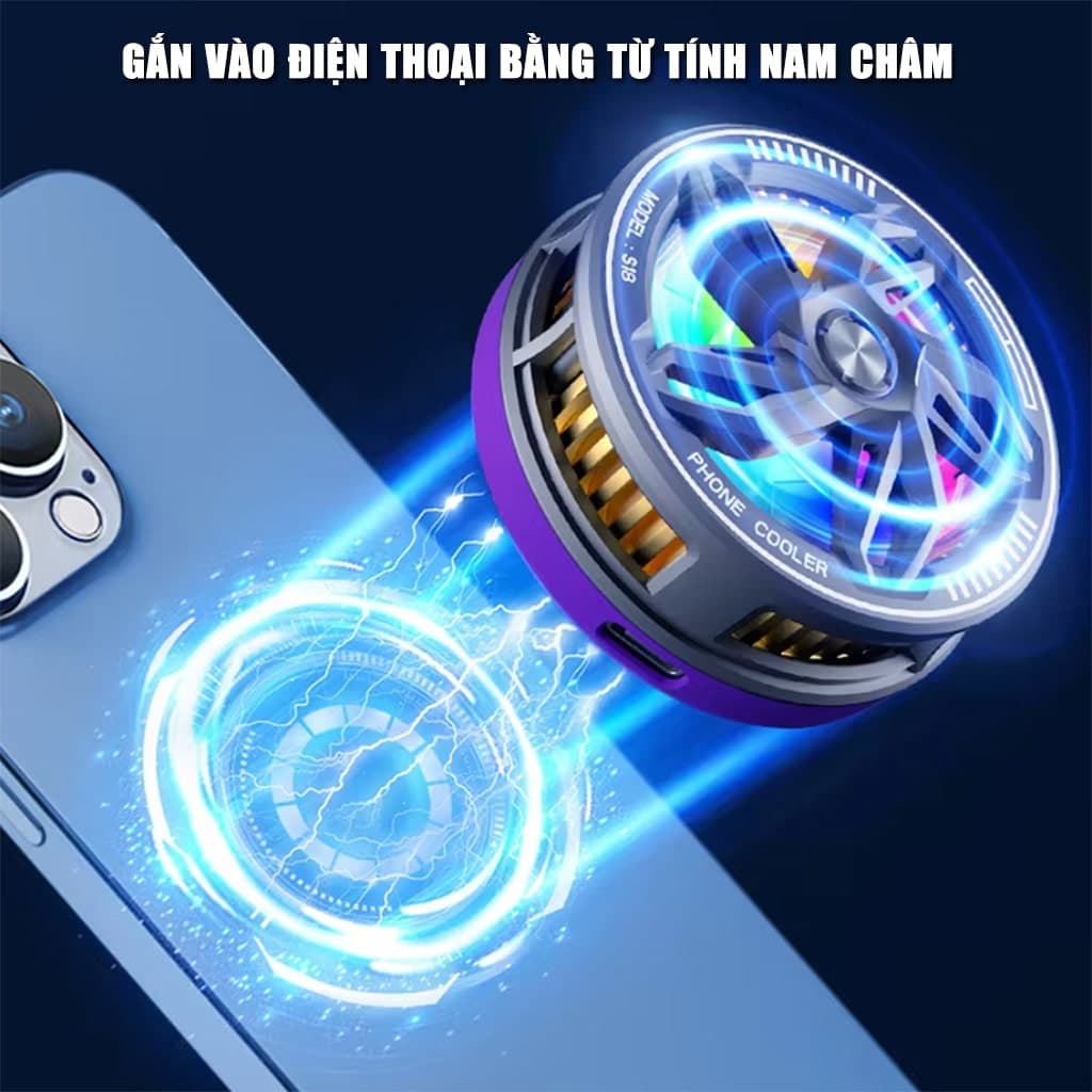 Quạt tản nhiệt điện thoại sò lạnh từ tính S18X Pro màu trắng Led Gaming hỗ trợ tăng FPS Game Mobile Liên Quân Pubg FF - 11