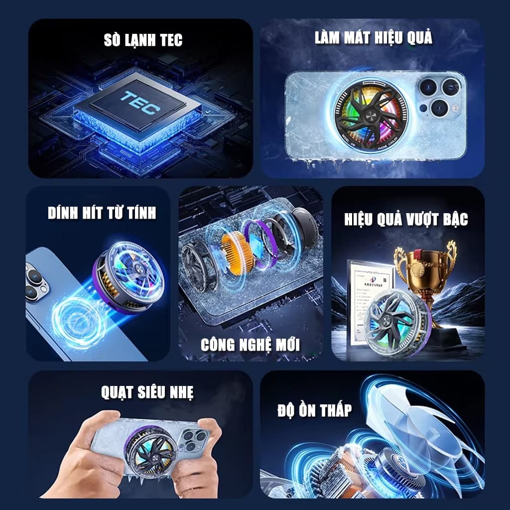 Quạt tản nhiệt điện thoại sò lạnh từ tính S18X Pro màu trắng Led Gaming hỗ trợ tăng FPS Game Mobile Liên Quân Pubg FF - 4