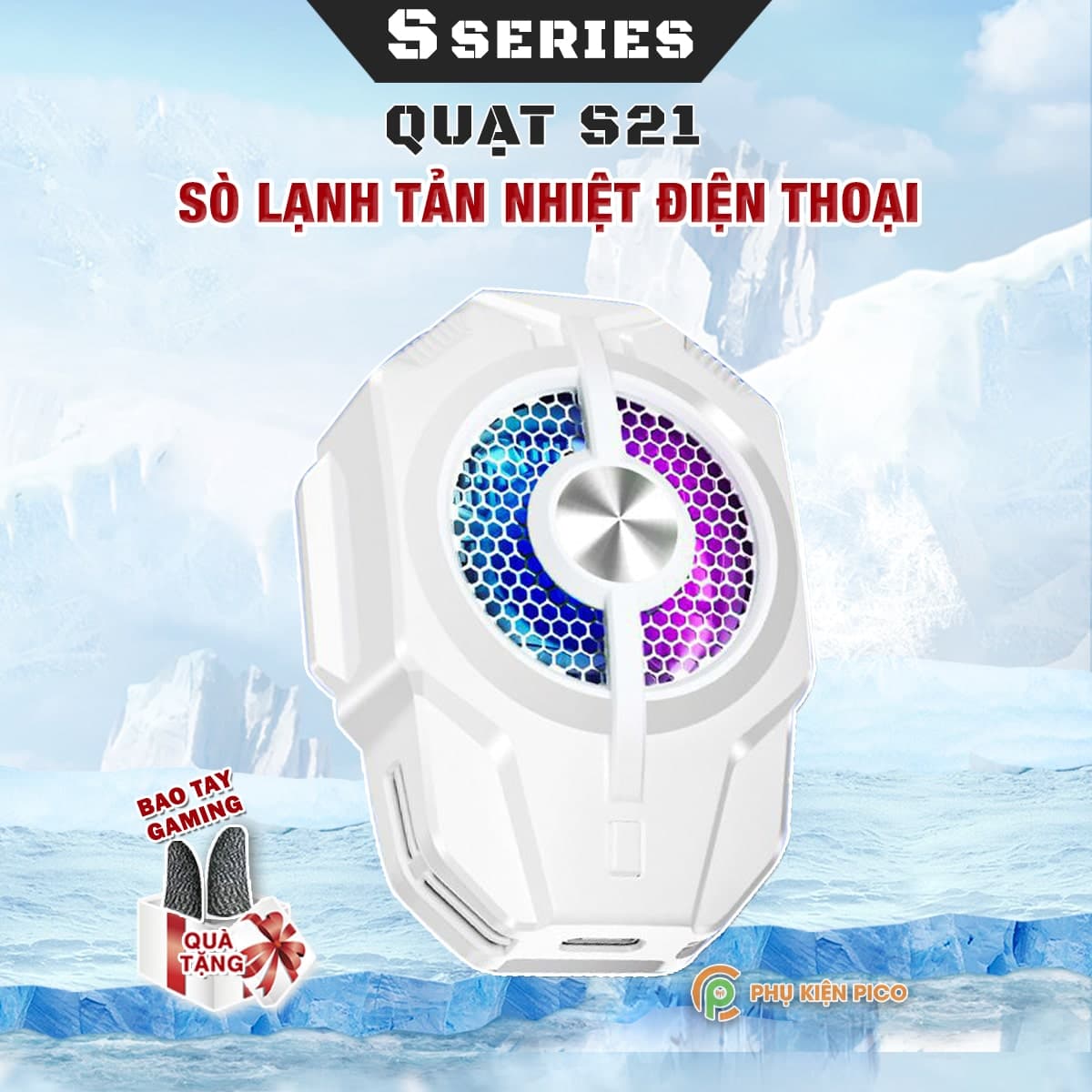 Quạt tản nhiệt điện thoại sò lạnh S21 màu trắng giá rẻ giảm nhiệt nhanh hỗ trợ tăng FPS Gaming Liên Quân PUBG FF
