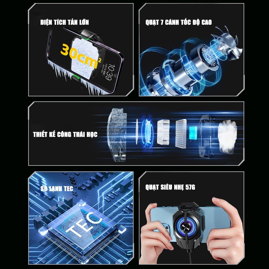 Quạt tản nhiệt điện thoại sò lạnh S21 màu trắng giá rẻ giảm nhiệt nhanh hỗ trợ tăng FPS Gaming Liên Quân PUBG FF - 4