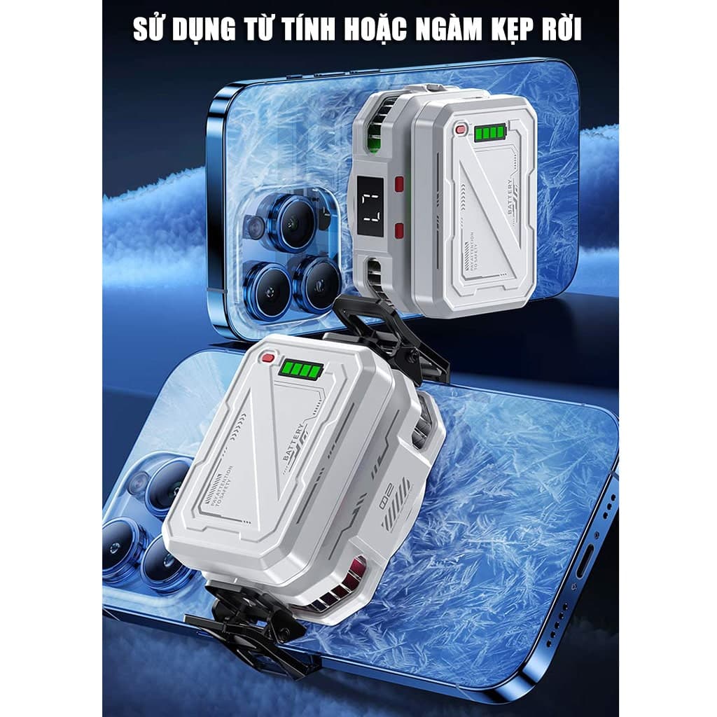 Quạt tản nhiệt điện thoại sò lạnh không dây TH10 Pro pin rời 5000mAh 7 cấp độ làm lạnh Led RGB từ tính có ngàm kẹp đóng băng full mặt - 12