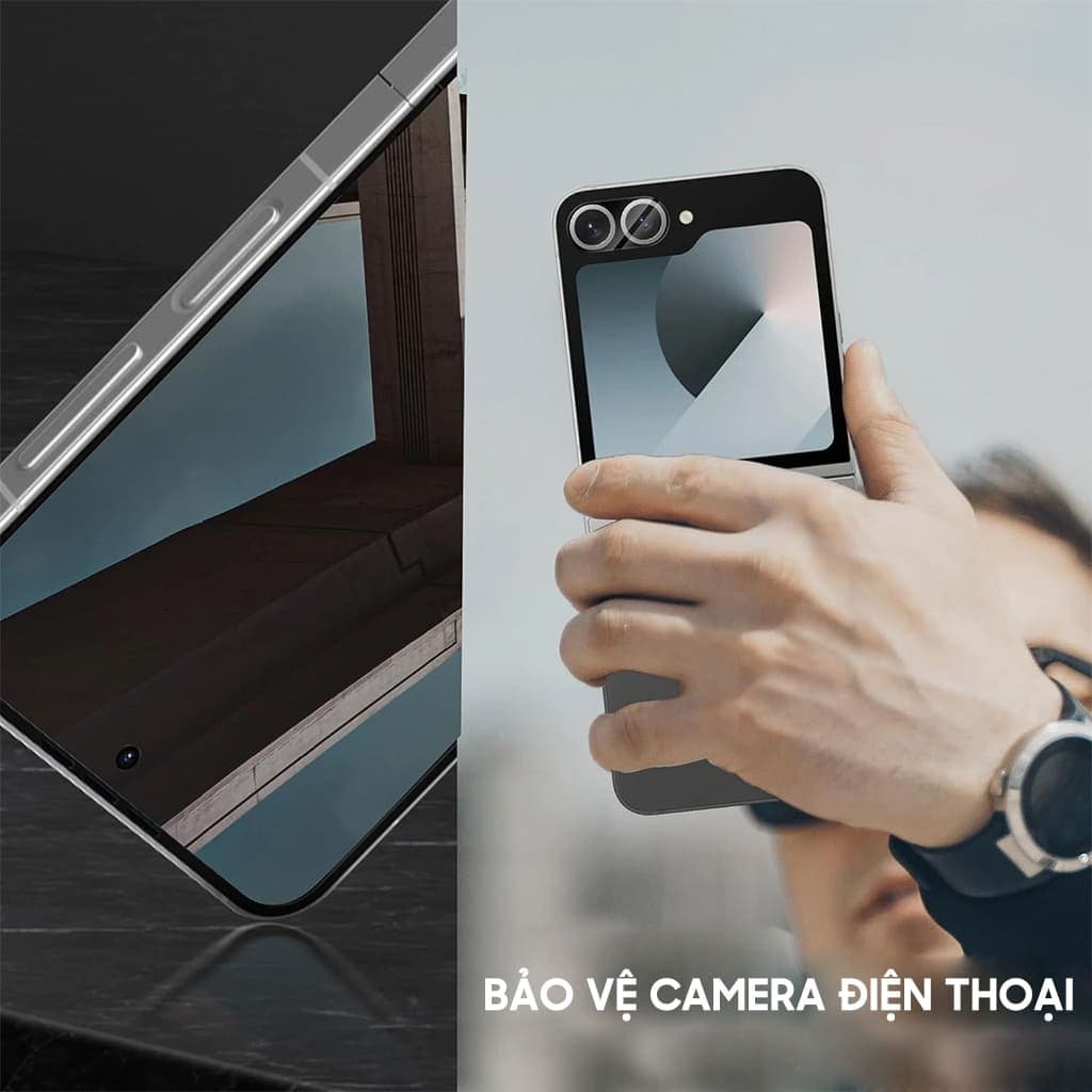 Dán camera Samsung Galaxy Z Flip 7 5G thấu kính nổi 3D cao cấp cường lực camera độ cứng 9H trong suốt - 4