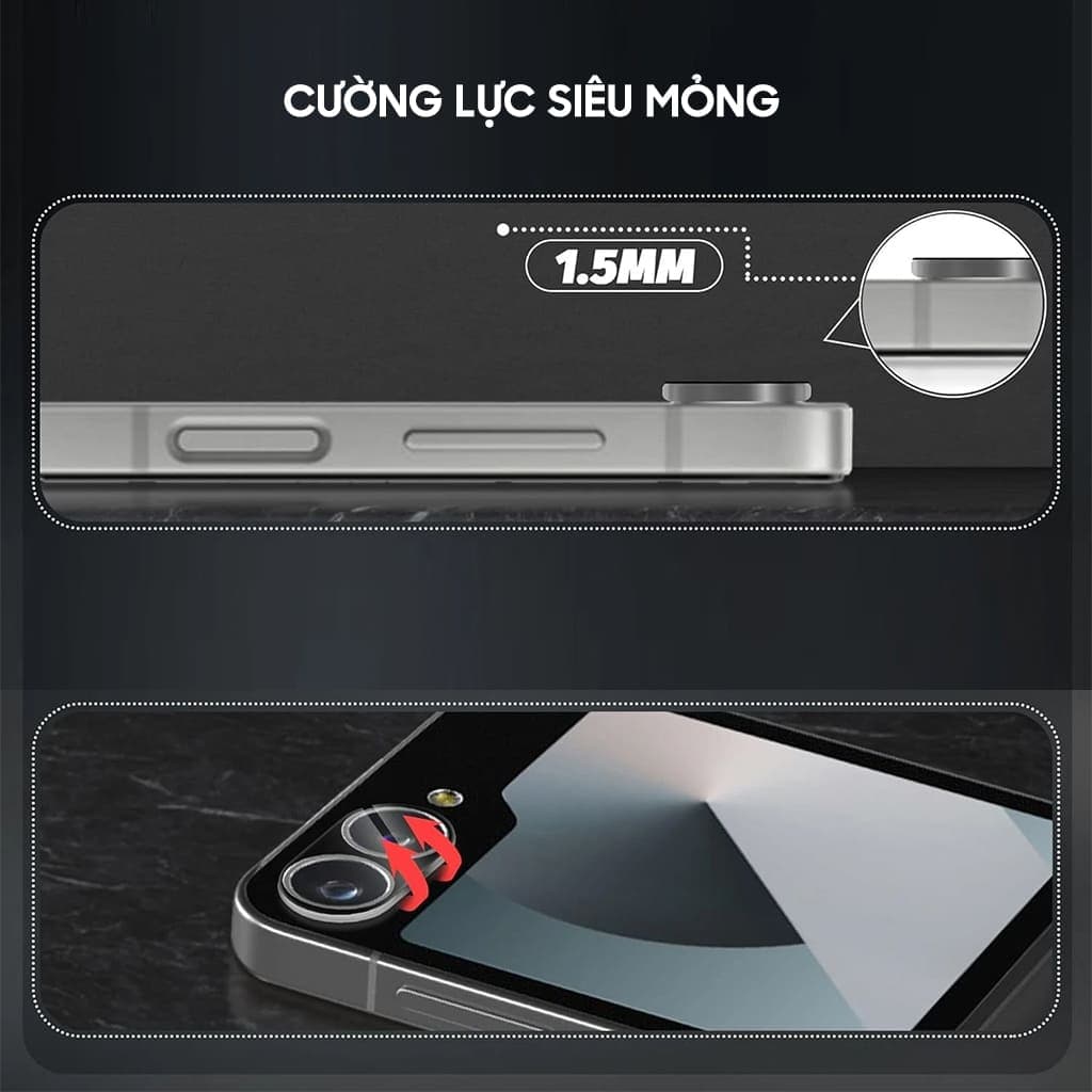 Dán camera Samsung Galaxy Z Flip 7 5G thấu kính nổi 3D cao cấp cường lực camera độ cứng 9H trong suốt - 6