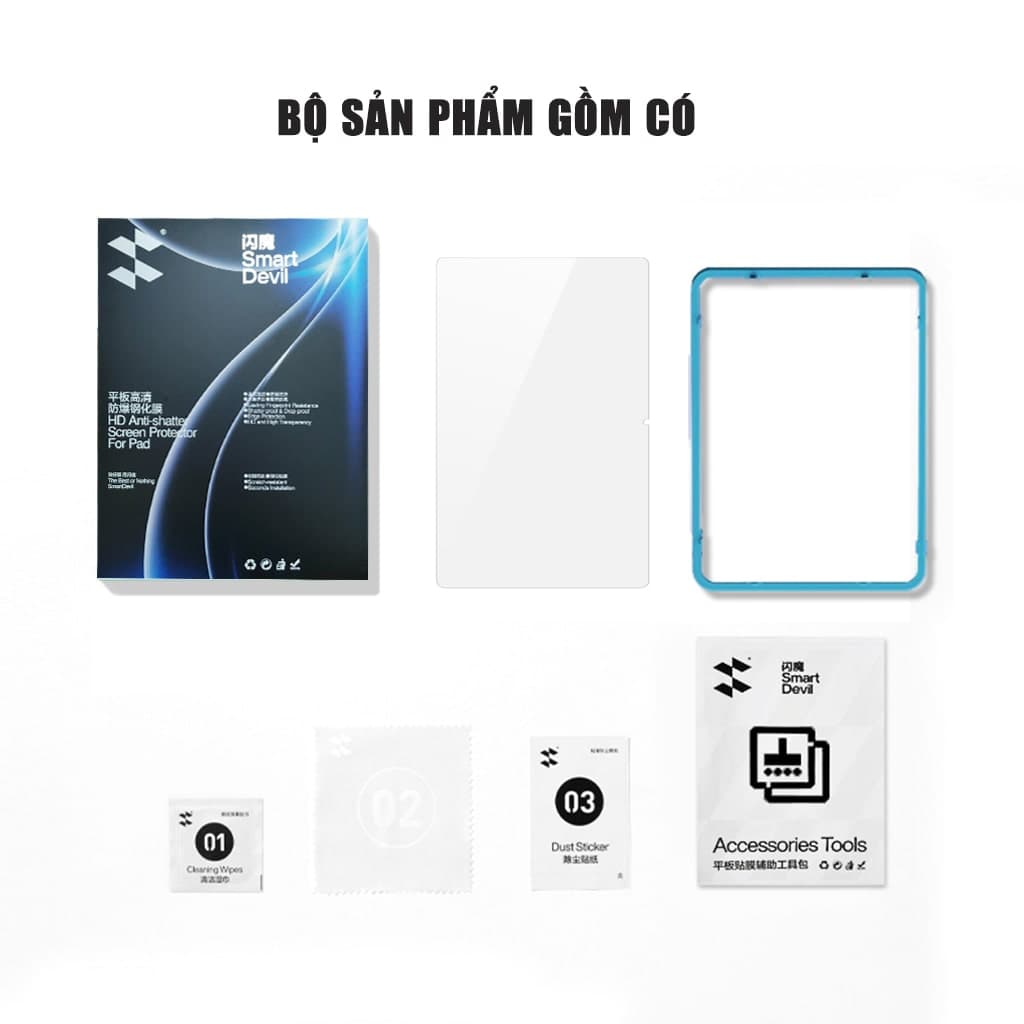 Kính cường lực Xiaomi Redmi Pad 2 full màn hình chính hãng Smart Devil có khung hỗ trợ dán - 2