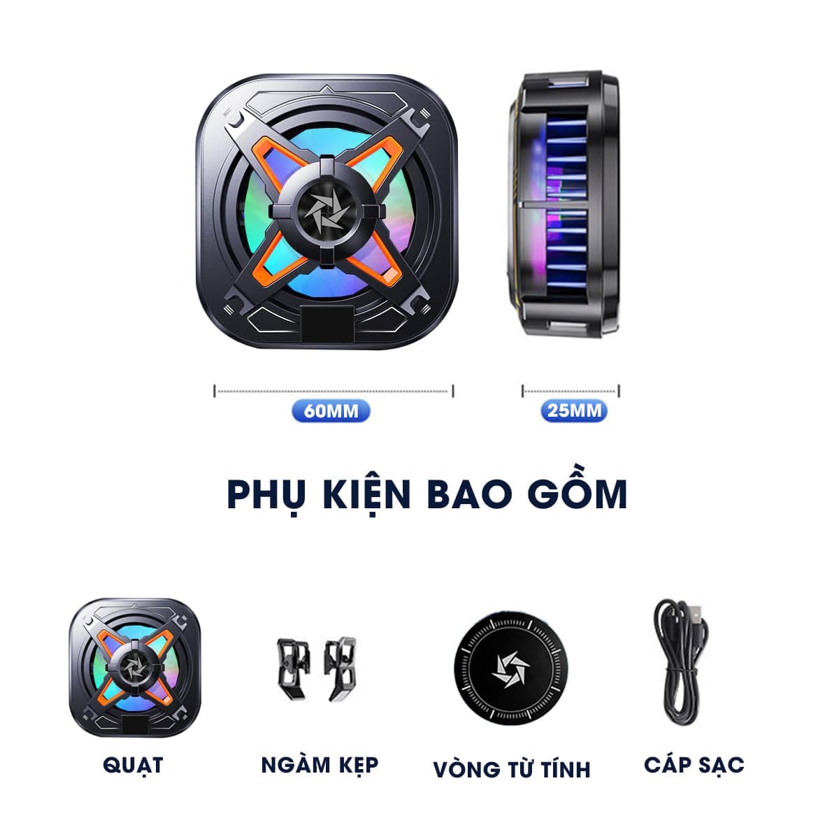 Quạt tản nhiệt điện thoại sò lạnh từ tính có ngàm kẹp rời SL54 SE Led RGB Gaming hỗ trợ tăng FPS Game Mobile Liên Quân Pubg FF - 2