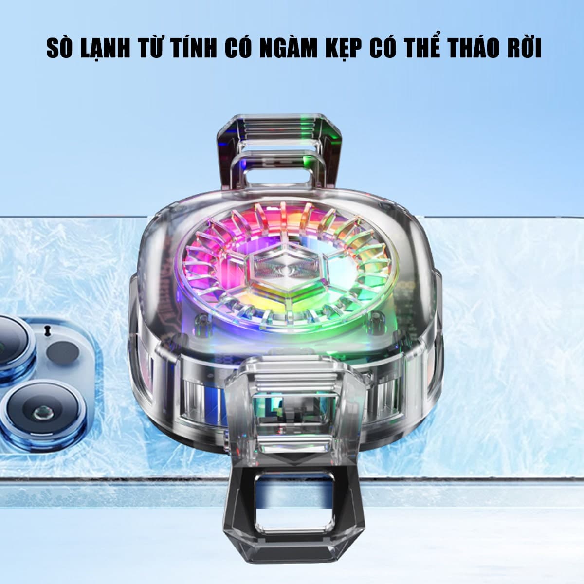 Quạt tản nhiệt điện thoại sò lạnh từ tính có ngàm kẹp rời X122 SE Pro đóng băng full mặt vỏ trong suốt đèn Led RGB - 9