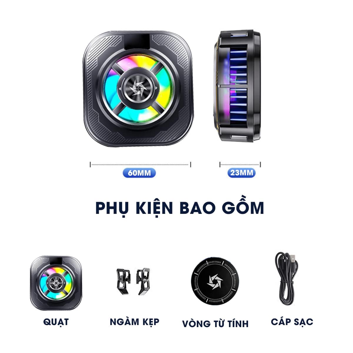 Quạt tản nhiệt điện thoại sò lạnh từ tính có ngàm kẹp rời SL39 SE Led RGB Gaming hỗ trợ tăng FPS Game Mobile Liên Quân Pubg FF - 2