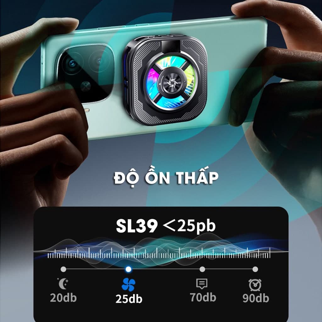 Quạt tản nhiệt điện thoại sò lạnh từ tính có ngàm kẹp rời SL39 SE Led RGB Gaming hỗ trợ tăng FPS Game Mobile Liên Quân Pubg FF - 4