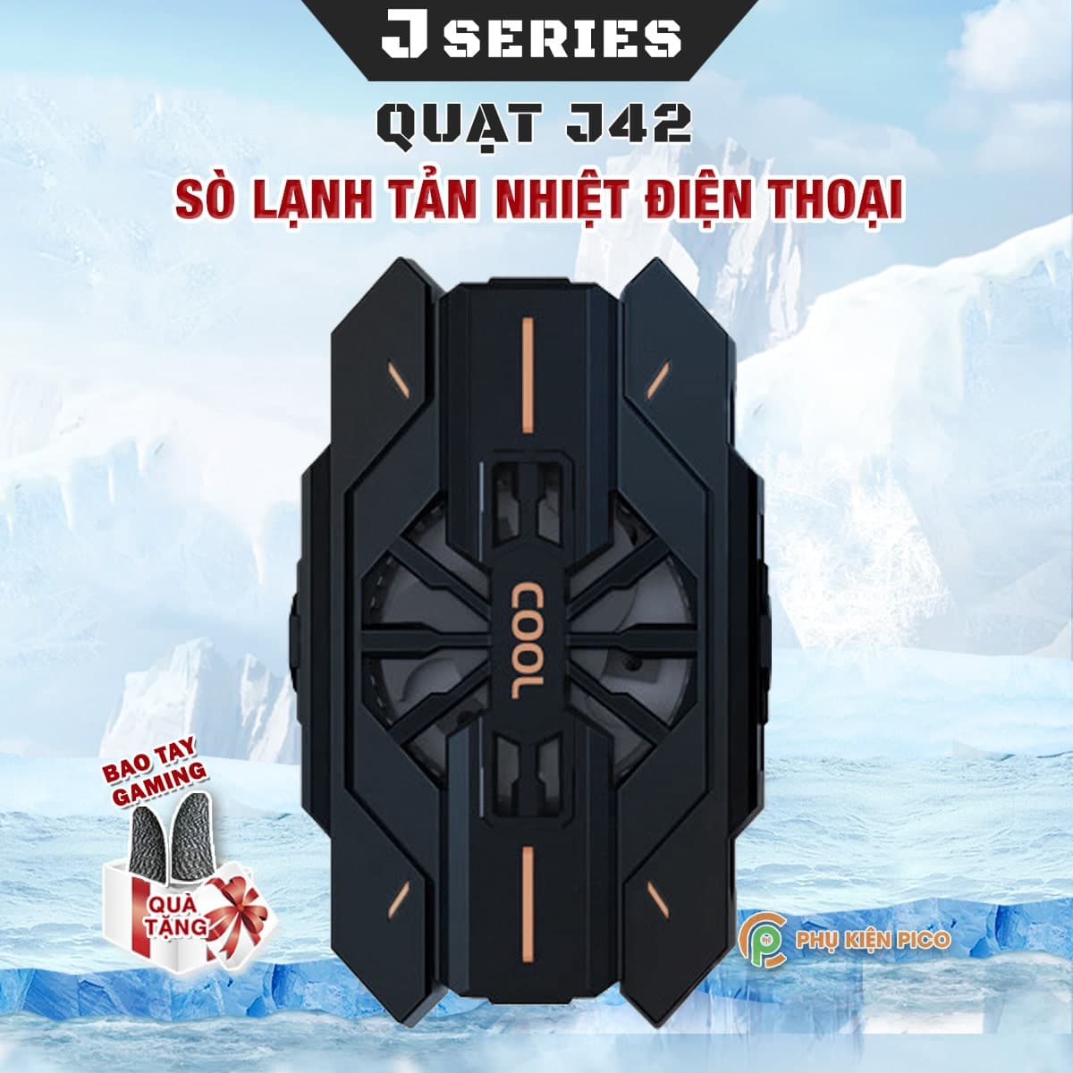 Quạt tản nhiệt điện thoại sò lạnh J42 Led RGB giảm nhiệt nhanh chơi game pubg freefire liên quân mobile