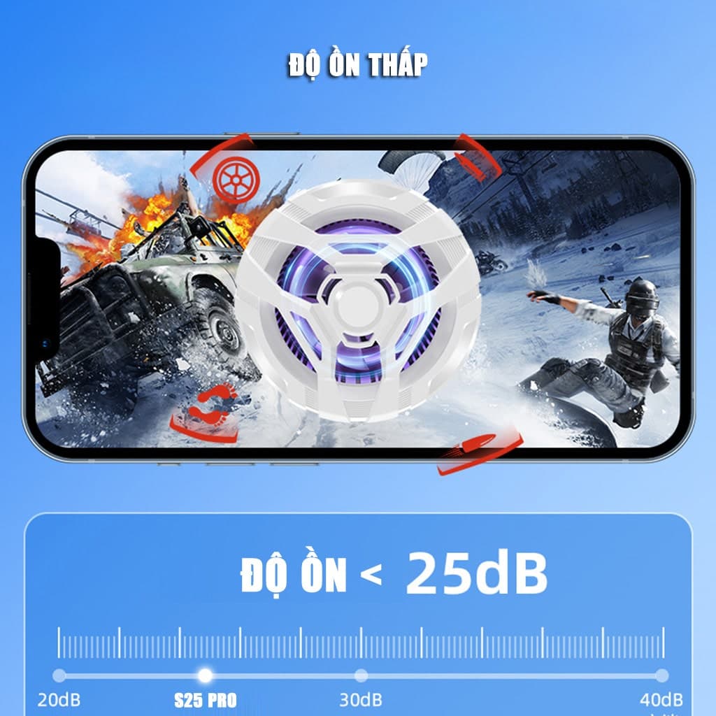 Quạt tản nhiệt điện thoại sò lạnh từ tính S25 Pro Led Gaming hỗ trợ tăng FPS Game Mobile Liên Quân Pubg Free Fire - 7