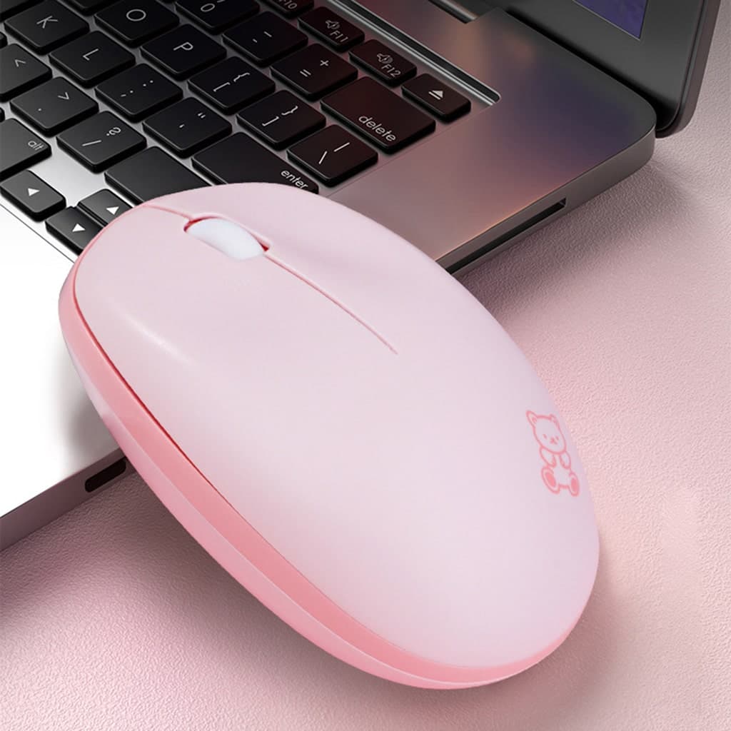 Chuột không dây Mofii M8AG Wireless 2.4G 1600DPI sử dụng cho máy tính, Laptop Chuột hồng dễ thương cute hình gấu - 2