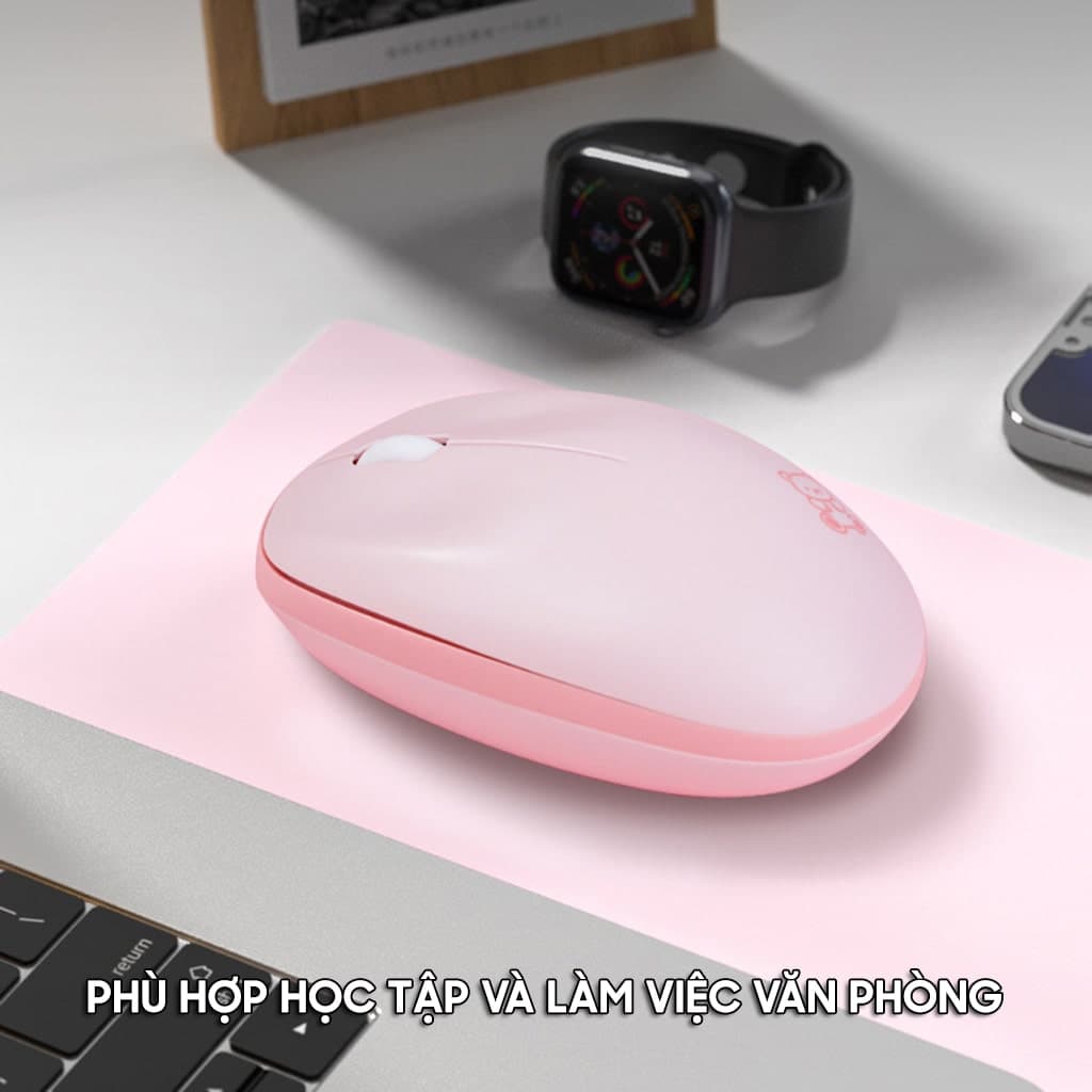 Chuột không dây Mofii M8AG Wireless 2.4G 1600DPI sử dụng cho máy tính, Laptop Chuột hồng dễ thương cute hình gấu - 4