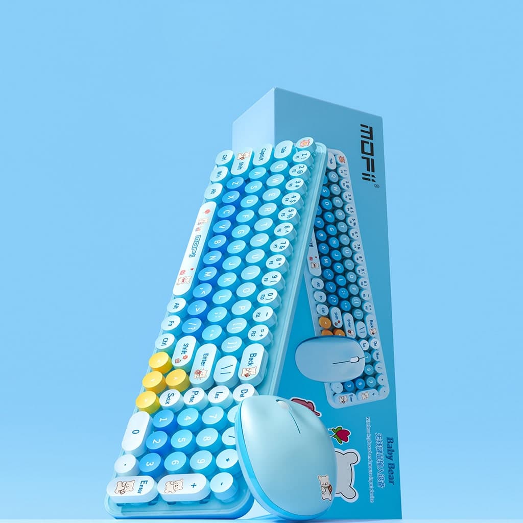 Bộ bàn phím chuột không dây Baby Bear - chuột máy tính không dây bàn phím MOFII hồng dễ thương Wireless - 4