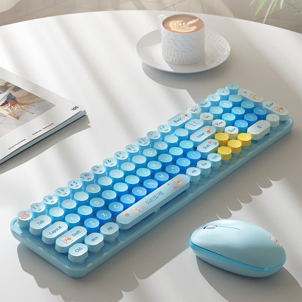 Bộ bàn phím chuột không dây Baby Bear - chuột máy tính không dây bàn phím MOFII hồng dễ thương Wireless - 6