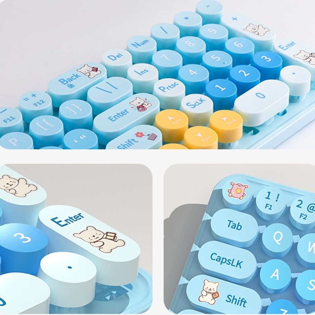 Bộ bàn phím chuột không dây Baby Bear - chuột máy tính không dây bàn phím MOFII hồng dễ thương Wireless - 9